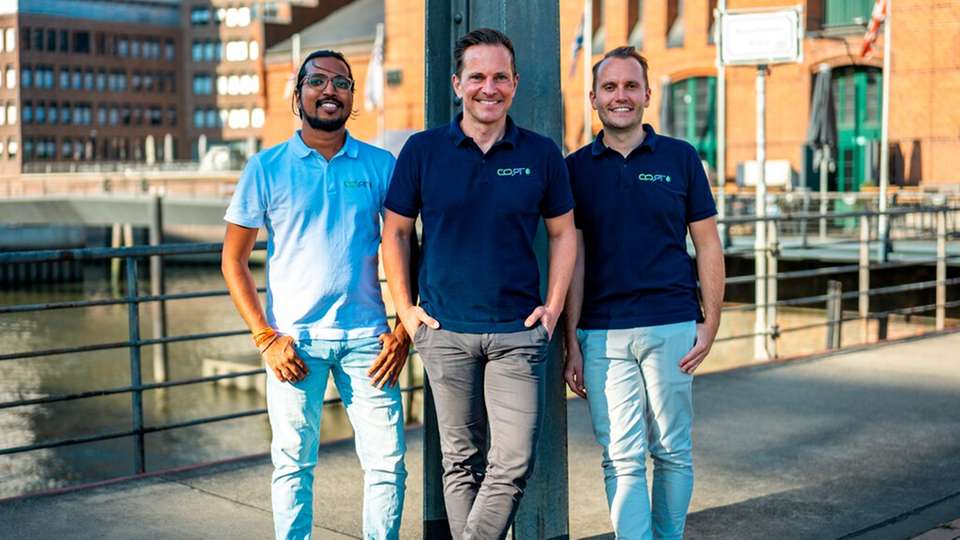Die Gründer von CO2OPT (v.l.): Siddhant Tibrewal, Frank Seeger und Benjamin Bartsch.