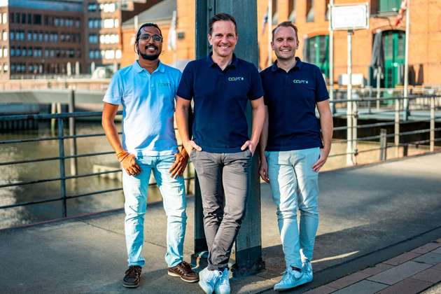 Die Gründer von CO2OPT (v.l.n.r.): Siddhant Tibrewal, Frank Seeger und Benjamin Bartsch.