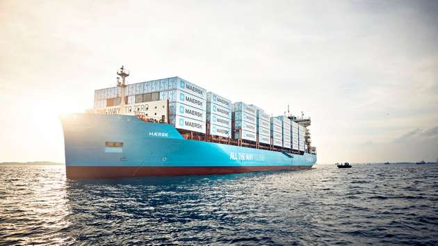 Die Laura Maersk im Juli 2023 auf dem Weg nach Kopenhagen.