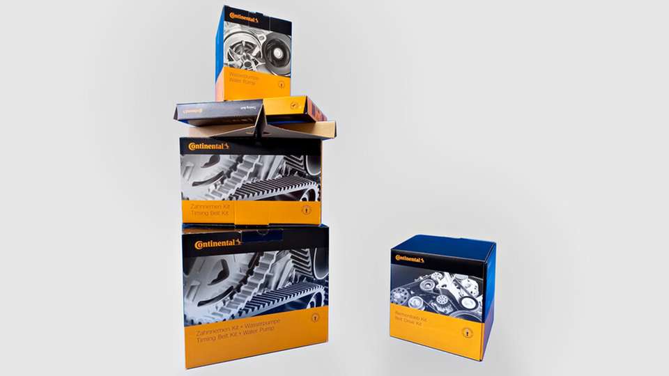 Das Gummi-Zahnriemen-Set von ContiTech links in der alten und rechts in der neuen optimierten Verpackung: Ein großer Unterschied, der viel bewirkt.