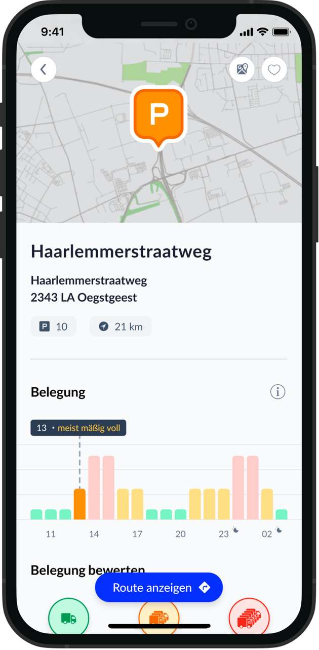Die App hilft Lkw-Fahrern dabei, ihre Rastzeiten besser zu planen. Mittels Bewertungen kann praktisches Wissen geteilt werden.