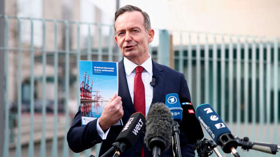 Bundesverkehrsminister Volker Wissing (FDP) präsentiert die Nationale Hafenstrategie, die am Mittwoch vom Bundeskabinett beschlosse wurde.