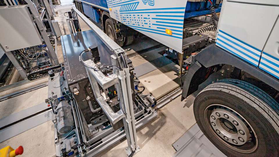 Ein Wechsel der Batterien am Lkw ist technisch möglich, aber wenig praktikabel.
