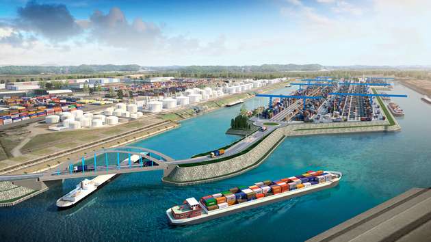In Zukunft sollen hier eine Million Container pro Jahr auf die Schiene verladen werden. Sie kommen über die Ruhr nach Duisburg – auf Schiffen unter anderem aus Italien, Belgien und den Niederlanden.