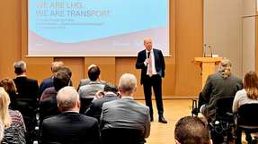LHG-Geschäftsführer Sebastian Jürgens auf dem Fachforum „Grüne Hafentechnologien“: „Wir dürfen nicht den gleichen Fehler wie die Automobilindustrie machen und nur auf elektrische Antriebe setzen. Das führt in die Sackgasse.“
