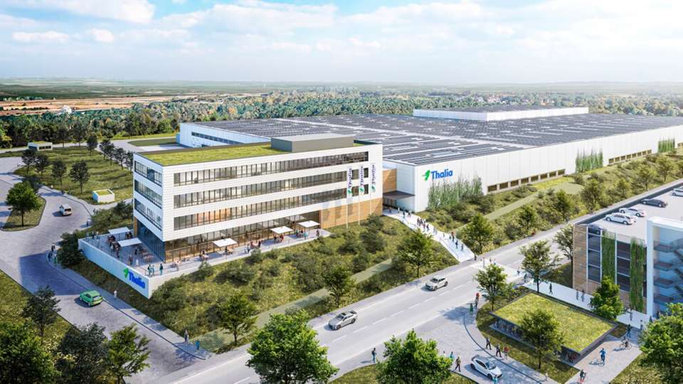 Visualisierung des geplanten Omni-Channel-Hubs im Gewerbegebiet Gate.Ruhr in Marl.