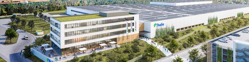 Visualisierung des geplanten Omni-Channel-Hubs im Gewerbegebiet Gate.Ruhr in Marl.