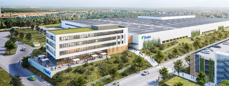 Visualisierung des geplanten Omni-Channel-Hubs im Gewerbegebiet Gate.Ruhr in Marl.