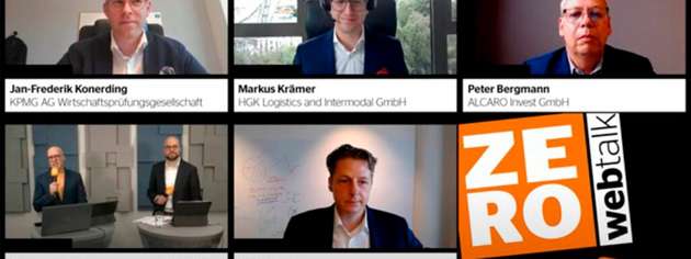 Peter Bergmann (ALCARO Invest GmbH), Jan-Frederik Konerding (KPMG AG), Tobias Kassner (GARBE Industrial GmbH&Co. KG), Markus Krämer (HGK Logistics and Intermodal GmbH) im Gespräch mit Chefredakteur Tim-Oliver Frische (ZERO / DVV) und Kay Simon (#createyourfuture)