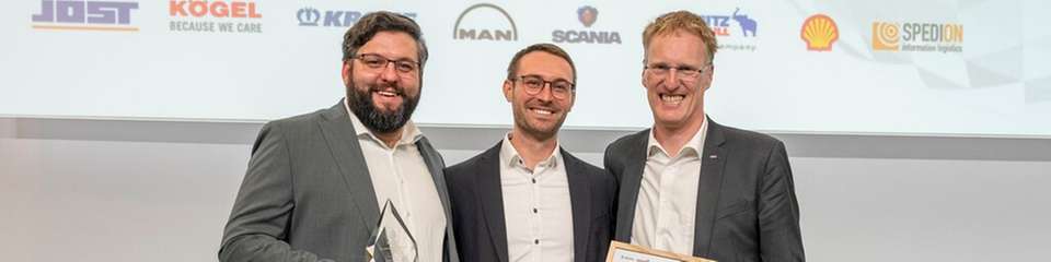 Zukunftskongress Nutzfahrzeuge 2025. v.l.n.r.: Christoph Hagenmaier (Dachhser), Ludwig Haeberle (LAE), Andre Kranke (Dachser)