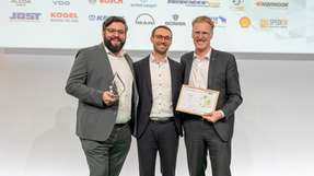 Zukunftskongress Nutzfahrzeuge 2025. v.l.n.r.: Christoph Hagenmaier (Dachhser), Ludwig Haeberle (LAE), Andre Kranke (Dachser)