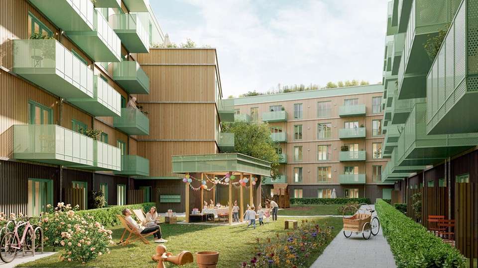 Visualisierung des URBANROOTS Marienhof in Köln-Raderthal. 