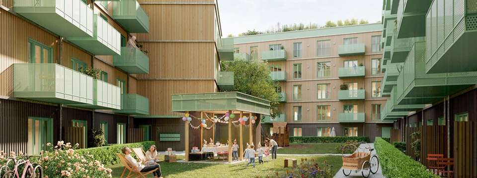 Visualisierung des URBANROOTS Marienhof in Köln-Raderthal. 