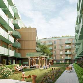 Visualisierung des URBANROOTS Marienhof in Köln-Raderthal. 