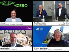 Hendrik Bender (Sovereign Speed GmbH), Joachim von Winning (Fraport AG) und Prof. Dr. Anne Lange (Frankfurt University of Applied Sciences) im Gespäch mit Chefredakteur Tim-Oliver Frische (ZERO) und Kay Simon (#createyourfuture)