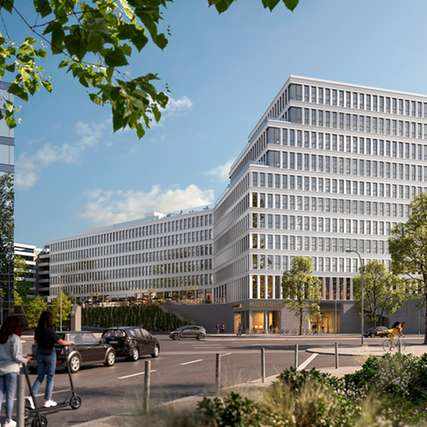 Das elfgeschossige Bürohochhaus „The Friedenauer“ in Berlin.