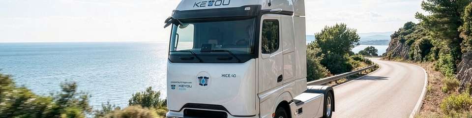 Die Daimler Truck AG arbeitet zukünftig mit der KEYOU GmbH zusammen, um Lkw mit Wasserstoff-Verbrennungsmotor anzubieten. 