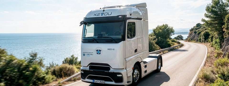 Die Daimler Truck AG arbeitet zukünftig mit der KEYOU GmbH zusammen, um Lkw mit Wasserstoff-Verbrennungsmotor anzubieten. 